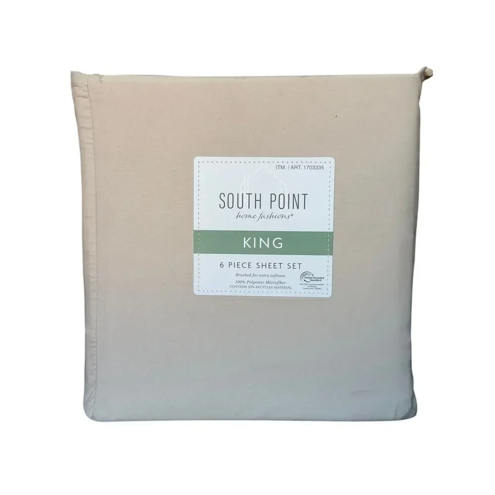 South Point sheets king 6 piece extra soft beige new